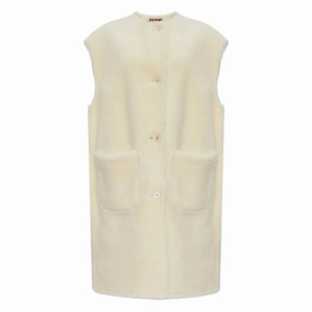 Aramid Fiber Blend Ivory Shearling Vest