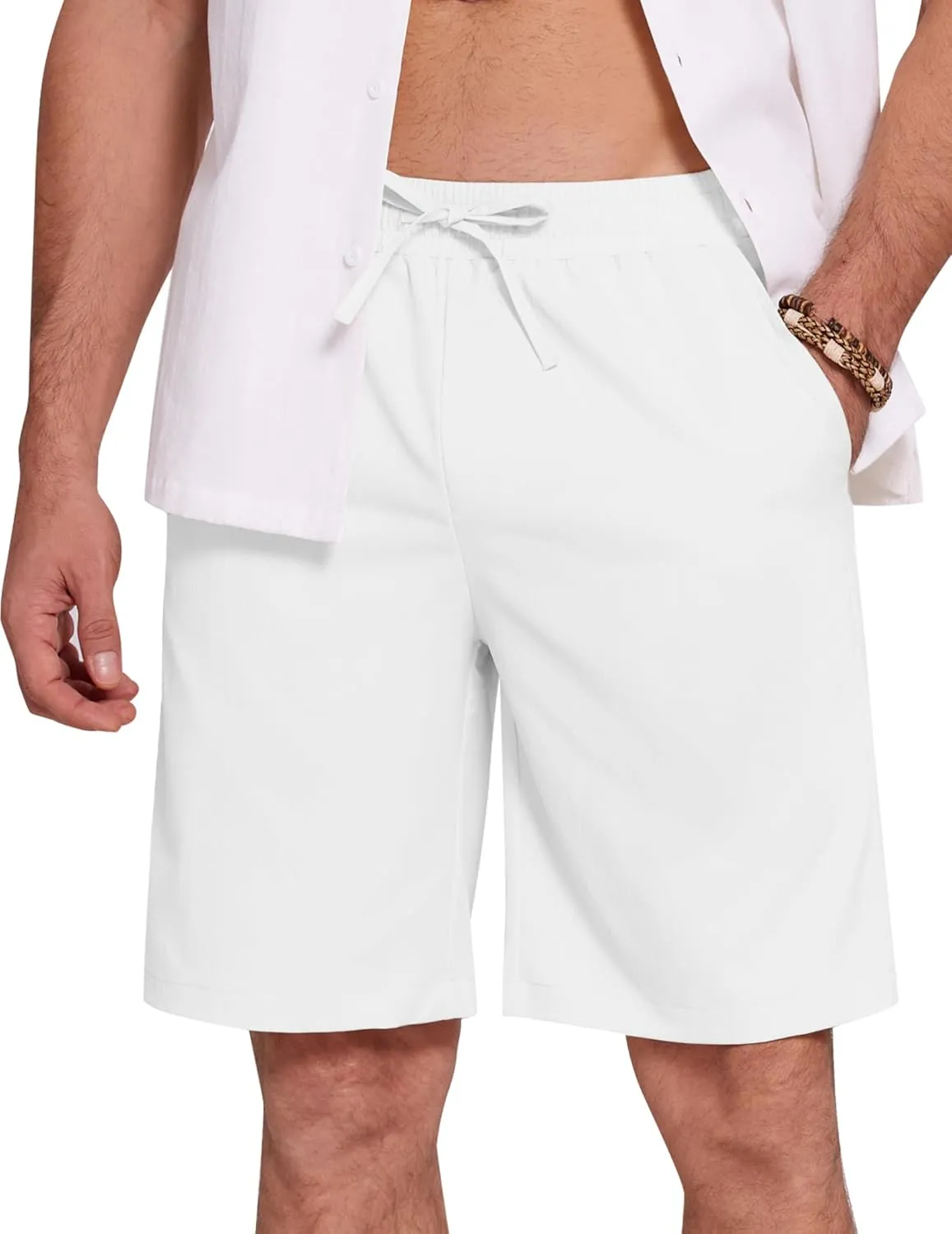 COOFANDY Mens Casual Beach Shorts Summer Elastic Waist Shorts Lightweight Drawstring Golf Shorts