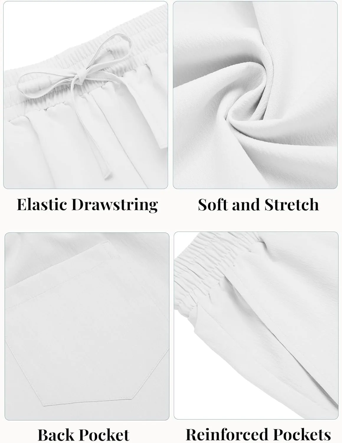 COOFANDY Mens Casual Beach Shorts Summer Elastic Waist Shorts Lightweight Drawstring Golf Shorts