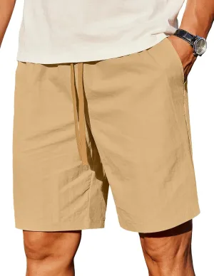 COOFANDY Men's Casual Shorts Elastic Waist Drawstring Lightweight Summer Beach Shorts