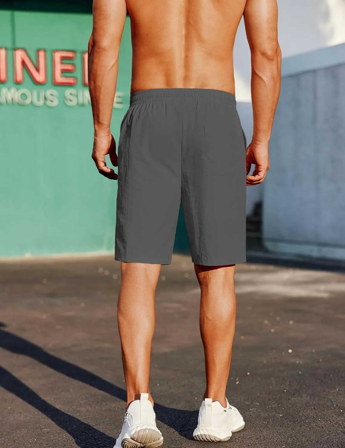 COOFANDY Men's Casual Shorts Elastic Waist Drawstring Lightweight Summer Beach Shorts