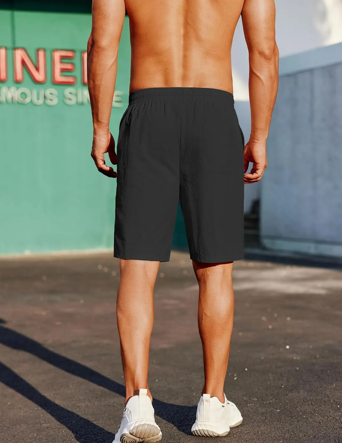 COOFANDY Men's Casual Shorts Elastic Waist Drawstring Lightweight Summer Beach Shorts