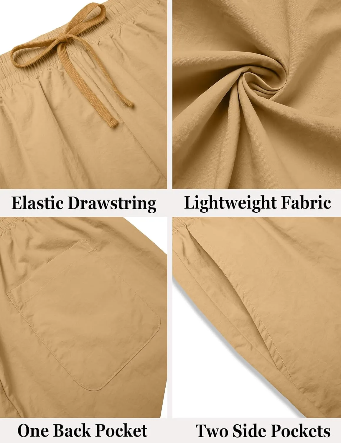 COOFANDY Men's Casual Shorts Elastic Waist Drawstring Lightweight Summer Beach Shorts