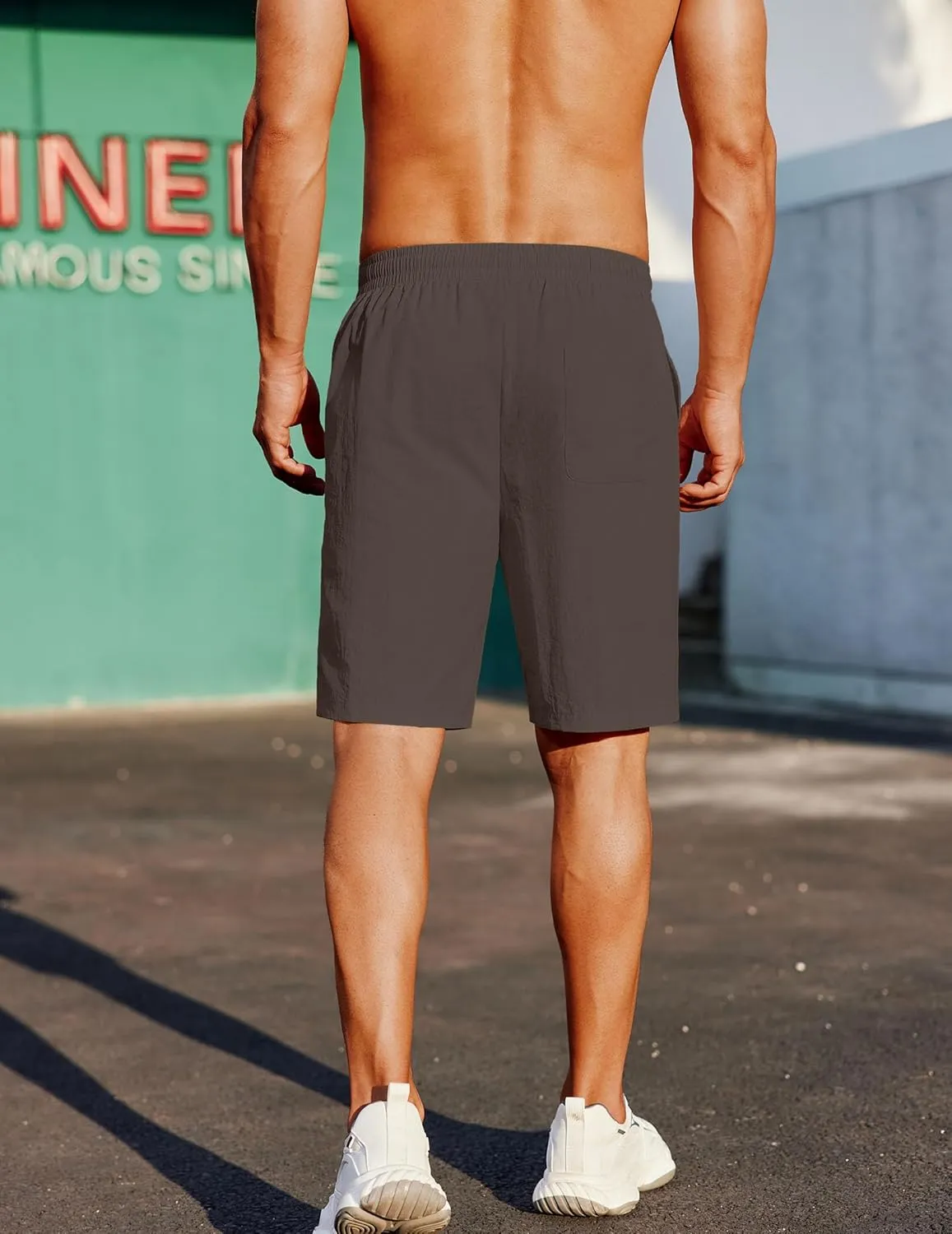 COOFANDY Men's Casual Shorts Elastic Waist Drawstring Lightweight Summer Beach Shorts