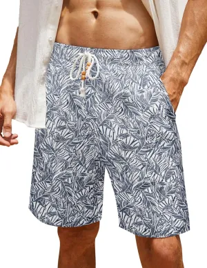 COOFANDY Men's Linen Shorts Casual Elastic Waist Drawstring Summer Beach Shorts