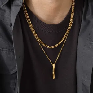 Cool 3D Vertical Twisted Bar Necklaces for Men