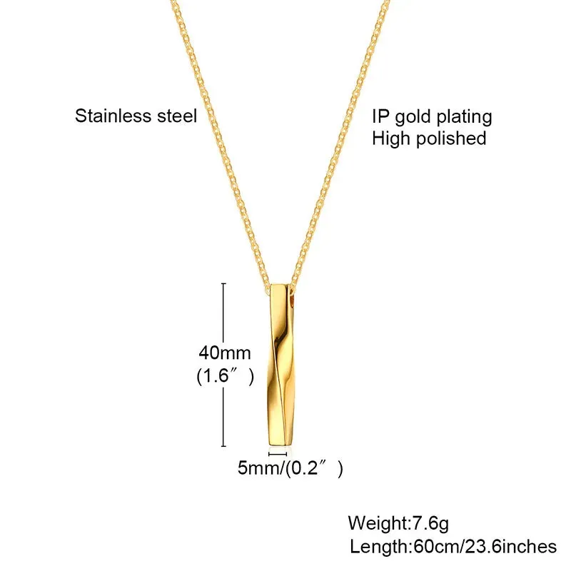 Cool 3D Vertical Twisted Bar Necklaces for Men