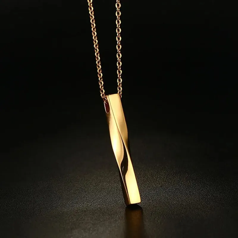 Cool 3D Vertical Twisted Bar Necklaces for Men