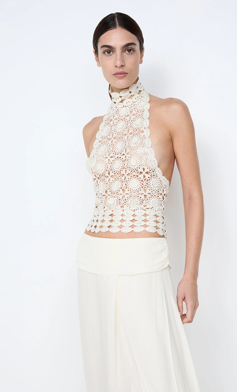 Flattering Cut Wear Casual and Comfy ANIA HALTER TOP - IVORY