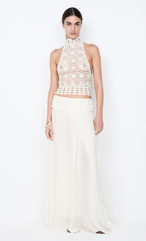 ANIA HALTER TOP - IVORY Beaded-Edge Fashion-Forward
