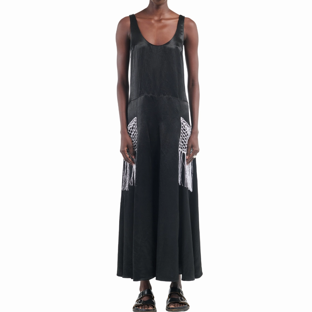 Macrame Godet Dress Elegant Waist Fit