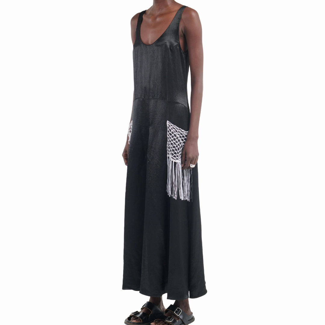 Macrame Godet Dress Sophisticated Waistband Fit