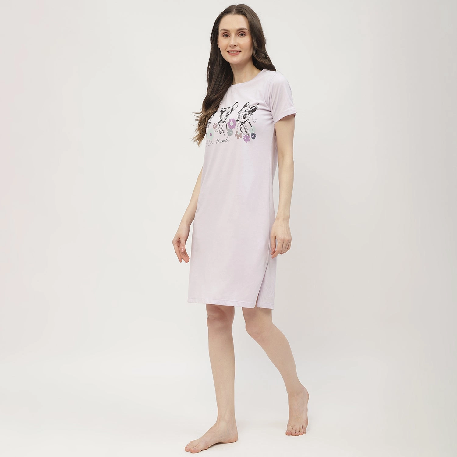 Pleated-Skirt mSECRET Disney Bambi Print Baby Pink Nightdress