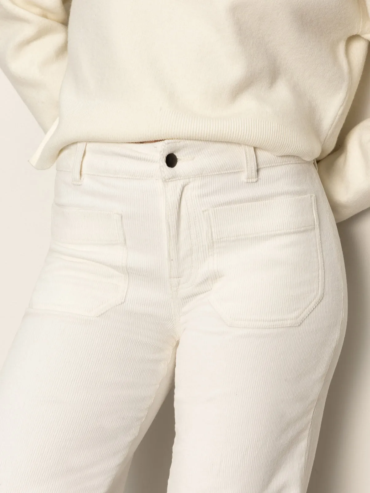 High Neckline Structure Corduroy Marine Pant Chalk