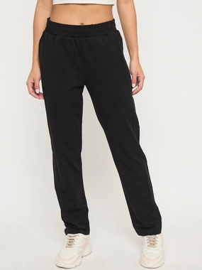 Office Friendly mSECRET Stitch Detailing Elasticated Waist Black Track Bottoms
