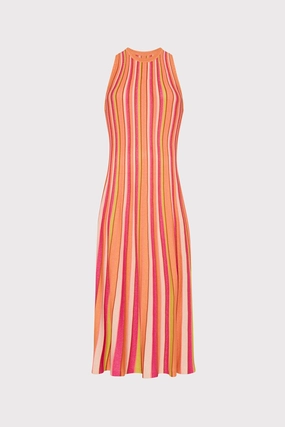Smart Casual Multi Color Stripe Sleeveless Midi Dress