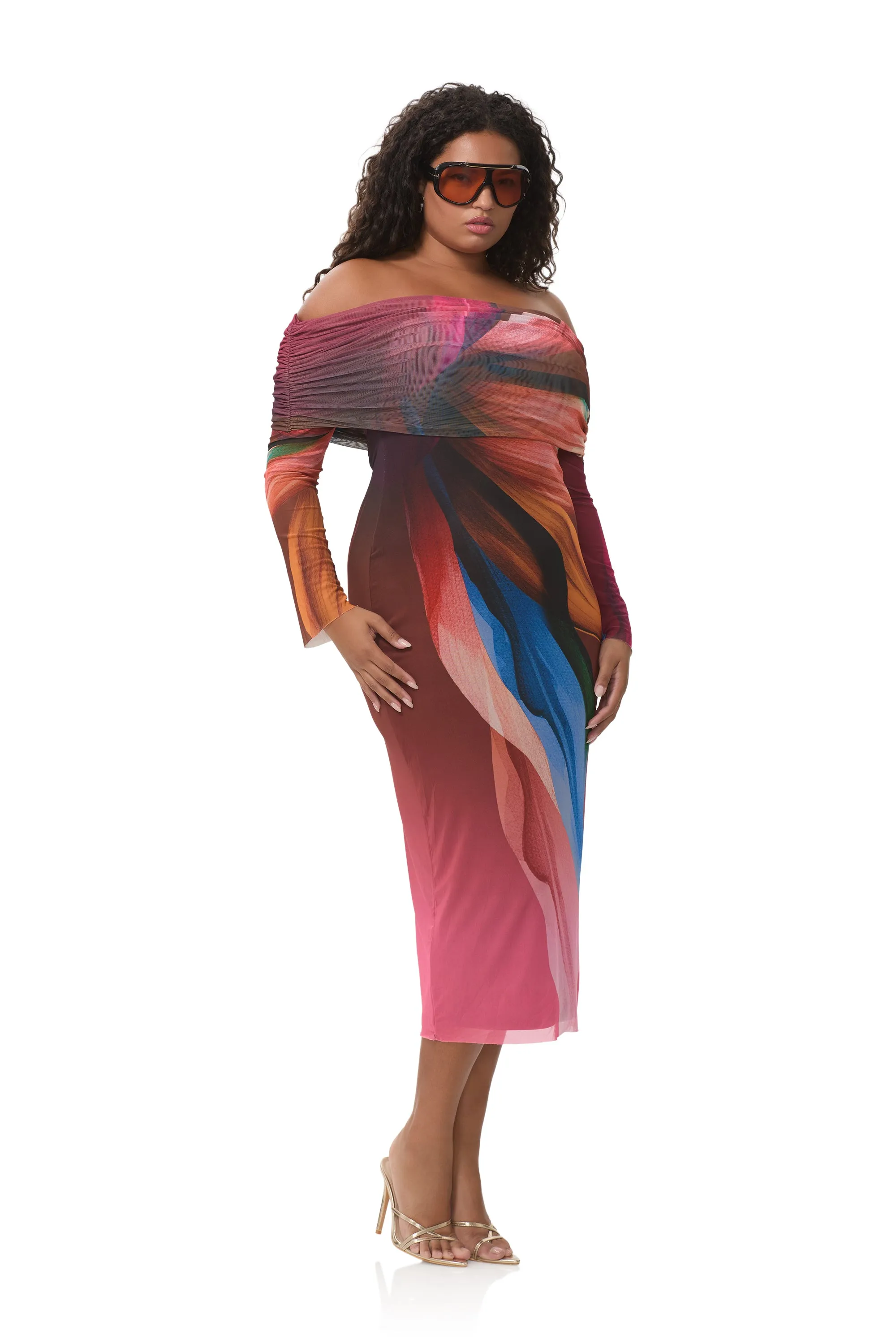 Flattering Waist Design Cornelia Dress - Earthen Leaf Lotus