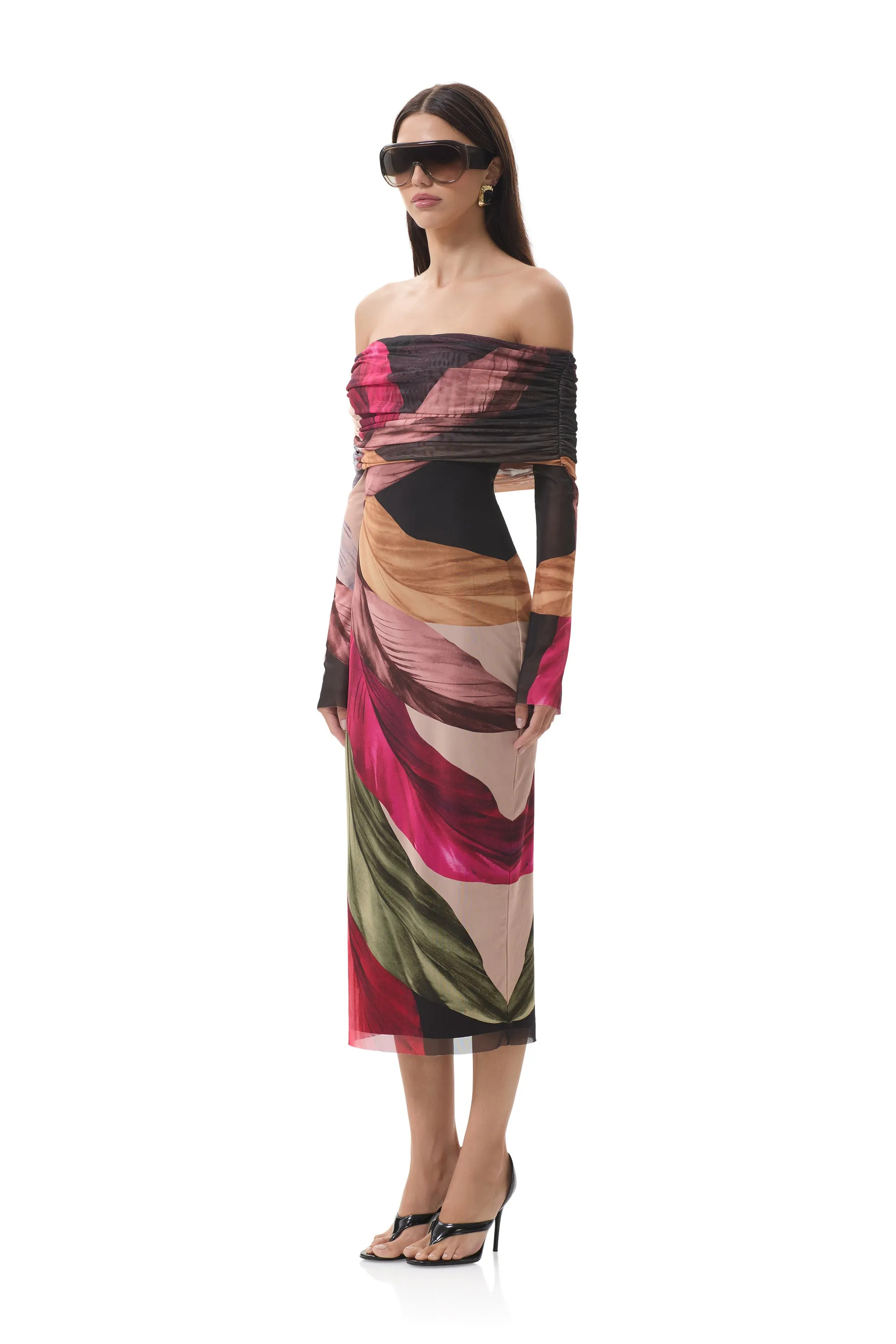 Cornelia Dress - Feather Fan Modern Texture Asymmetrical hem