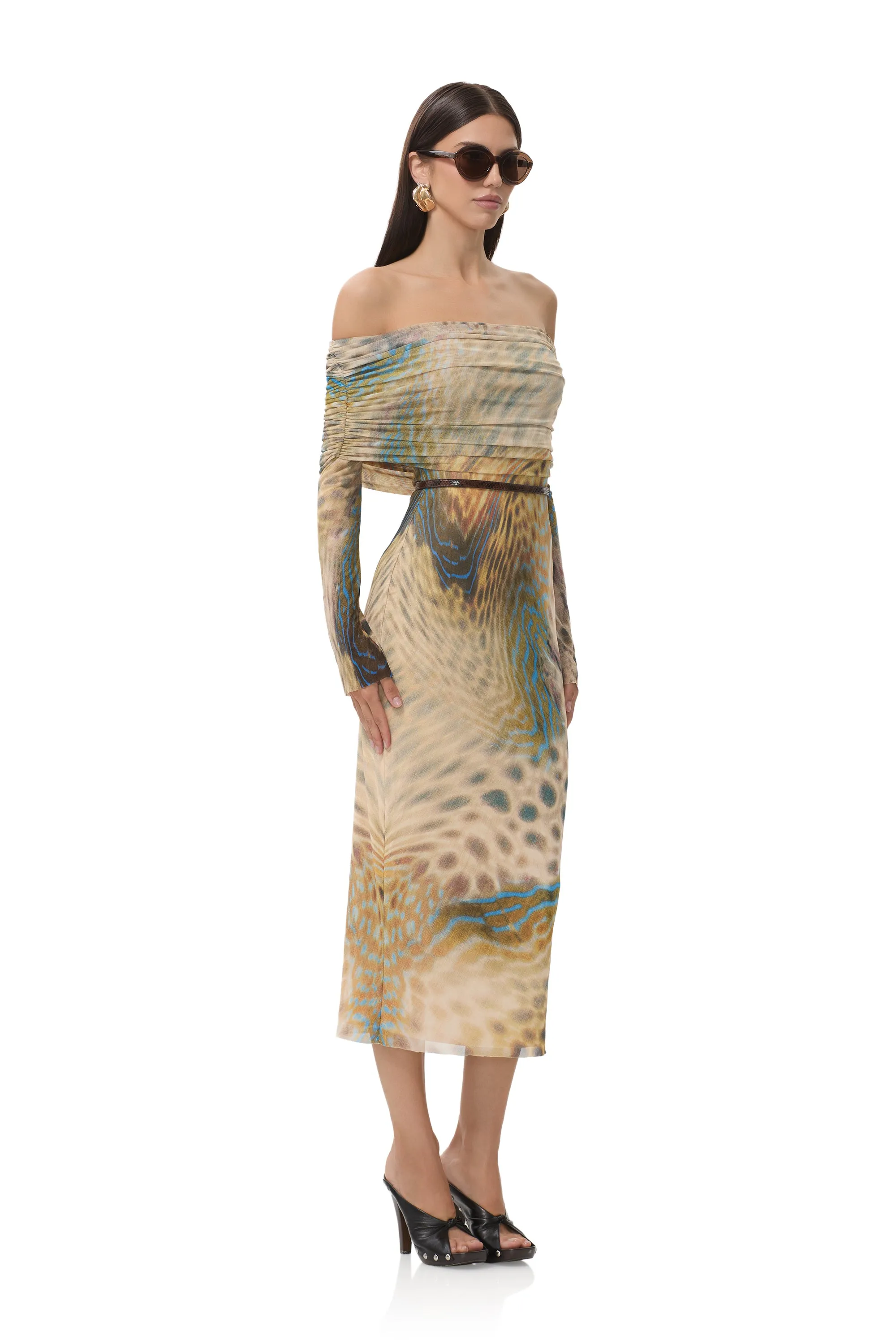 Satin-Edge Cornelia Dress - Fish Scale Swirl