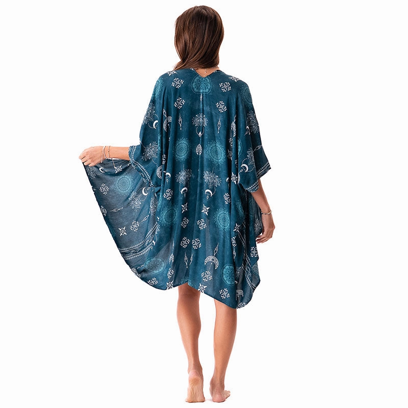 Hygroscopic Inner Layer Cosmic Teal Kimono