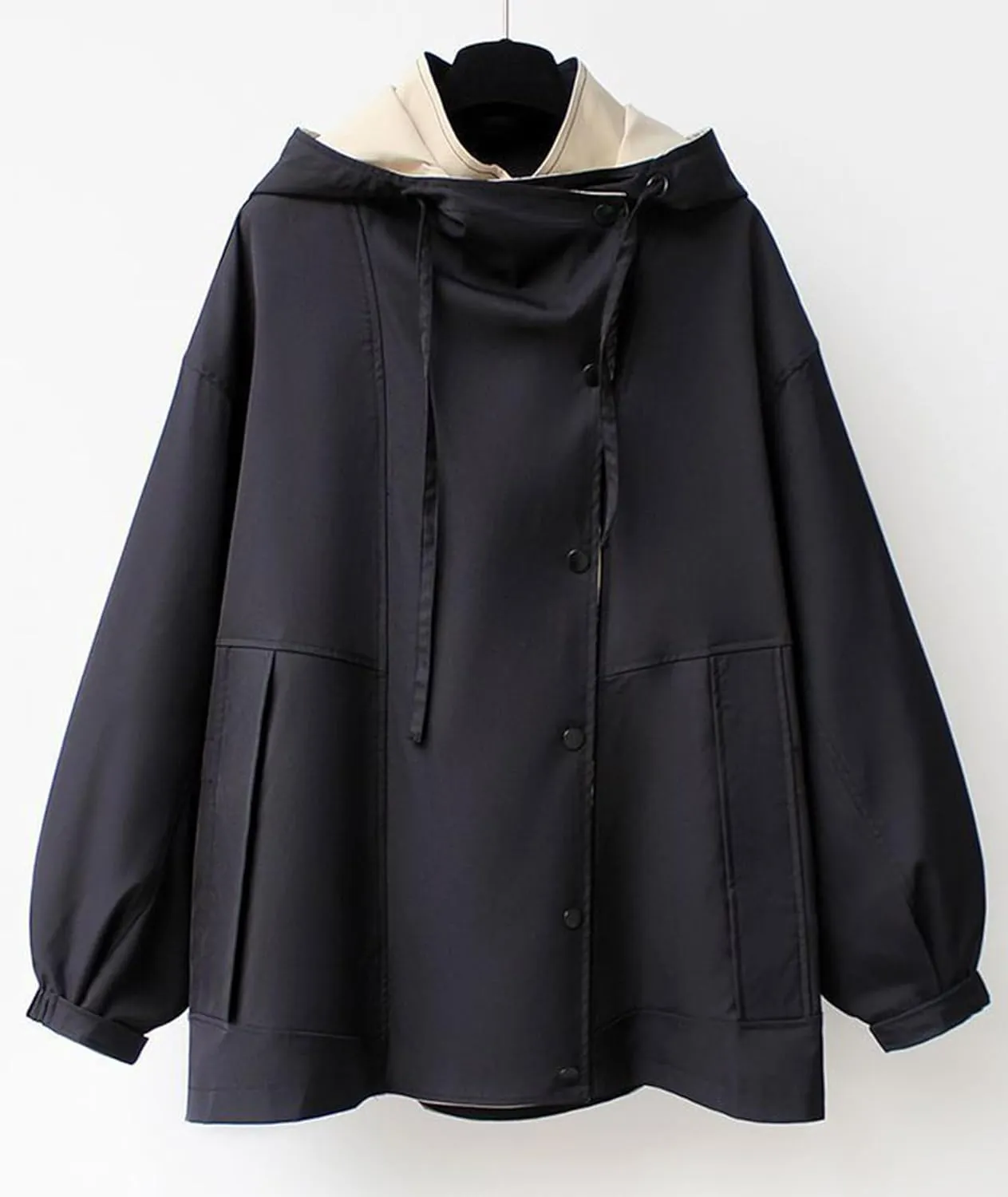 Costaric Women's Oversized Color Block Jacket Spring Autumn Casual Lapel Zip Jacket Long Sleeve Lightweight With Pockets Coat