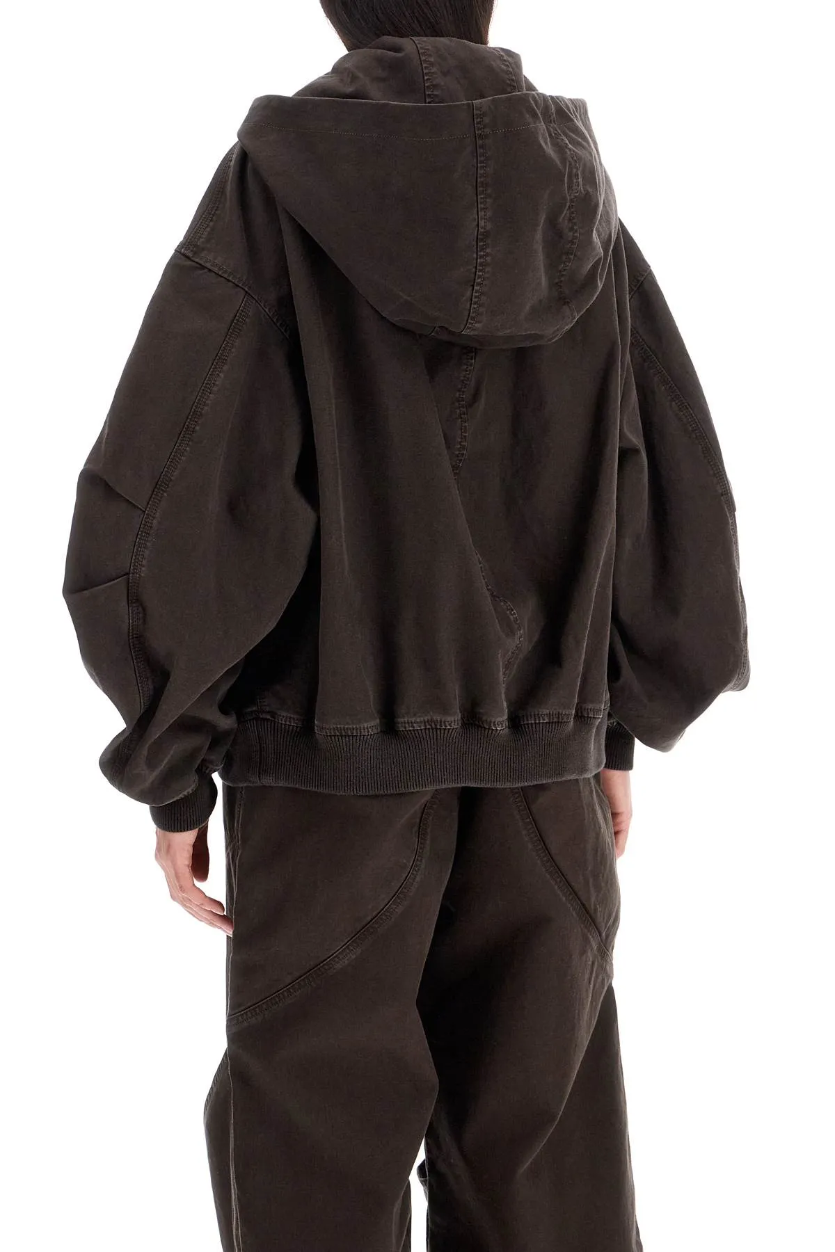 cotton bomber jacket with hood 250WCB00066DDC093AA BROWN