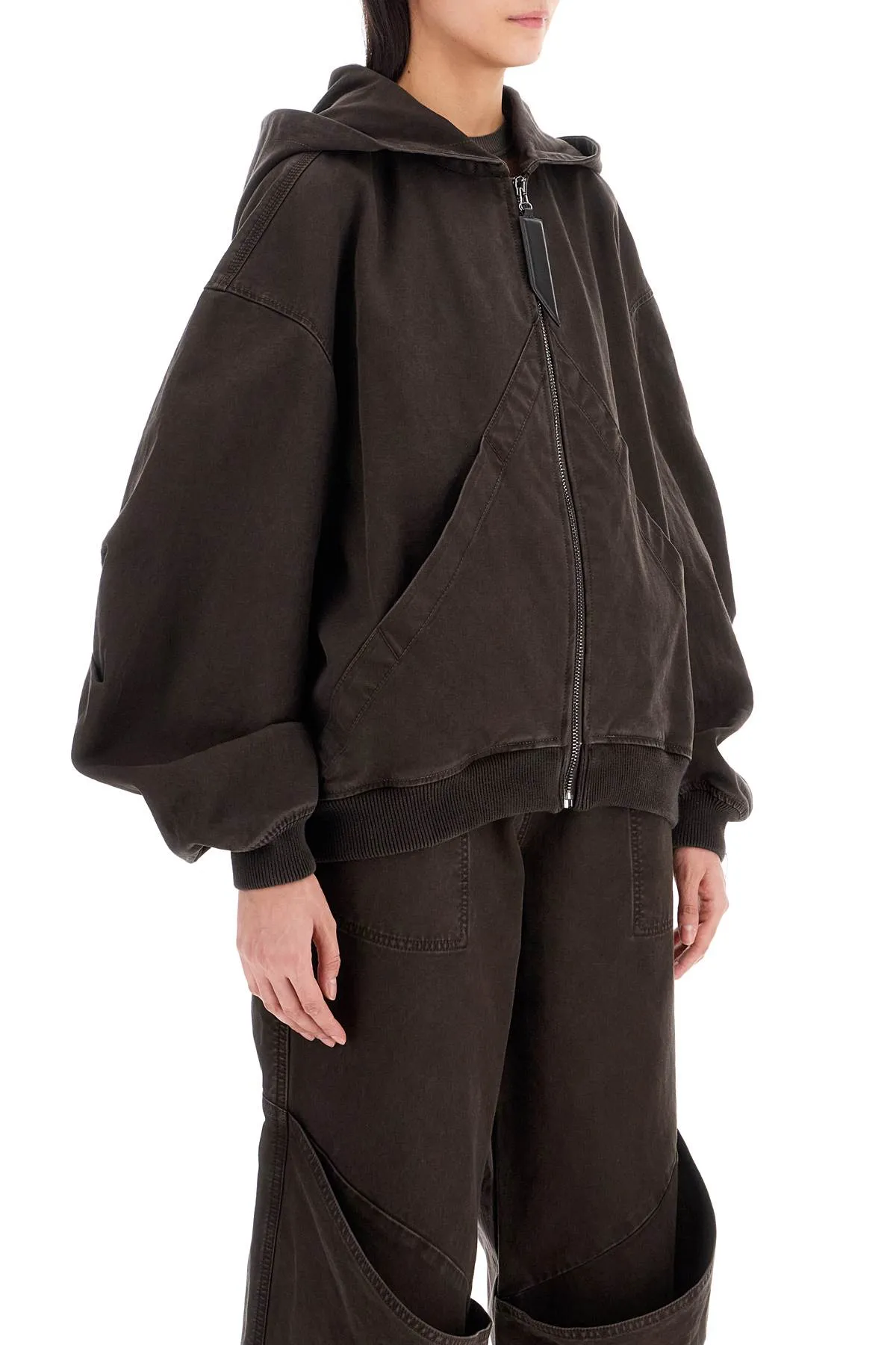 cotton bomber jacket with hood 250WCB00066DDC093AA BROWN