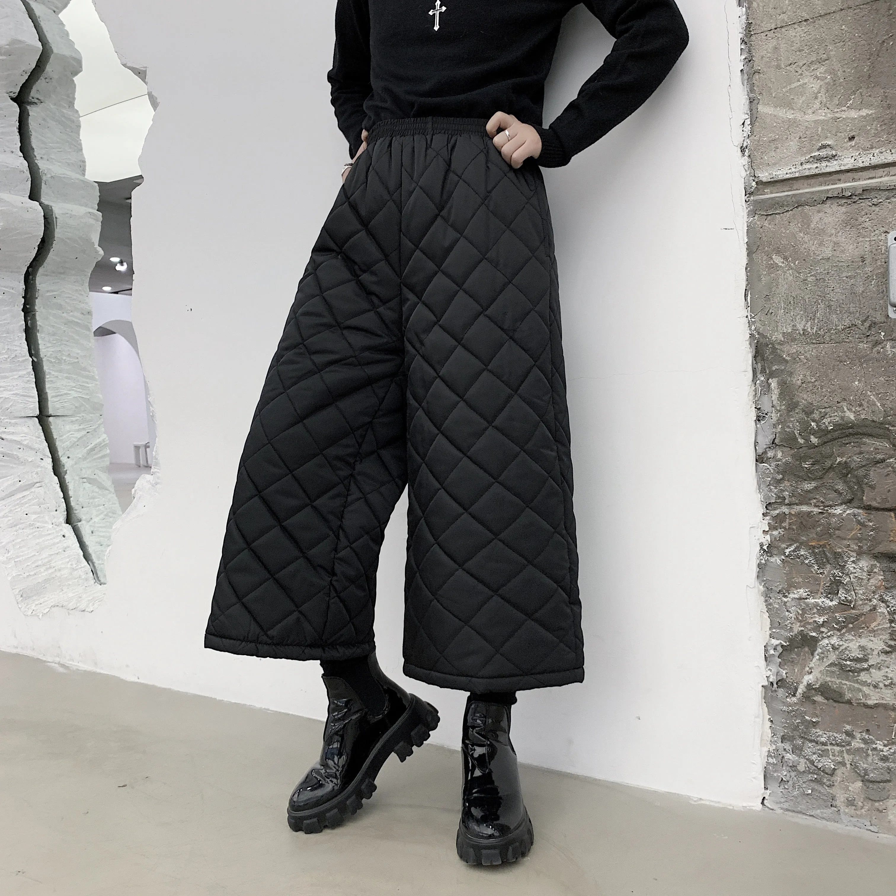 Cotton Padded Thick Male Wide Leg Pants