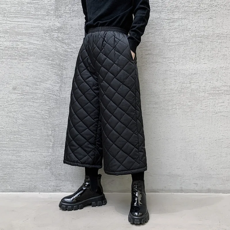Cotton Padded Thick Male Wide Leg Pants