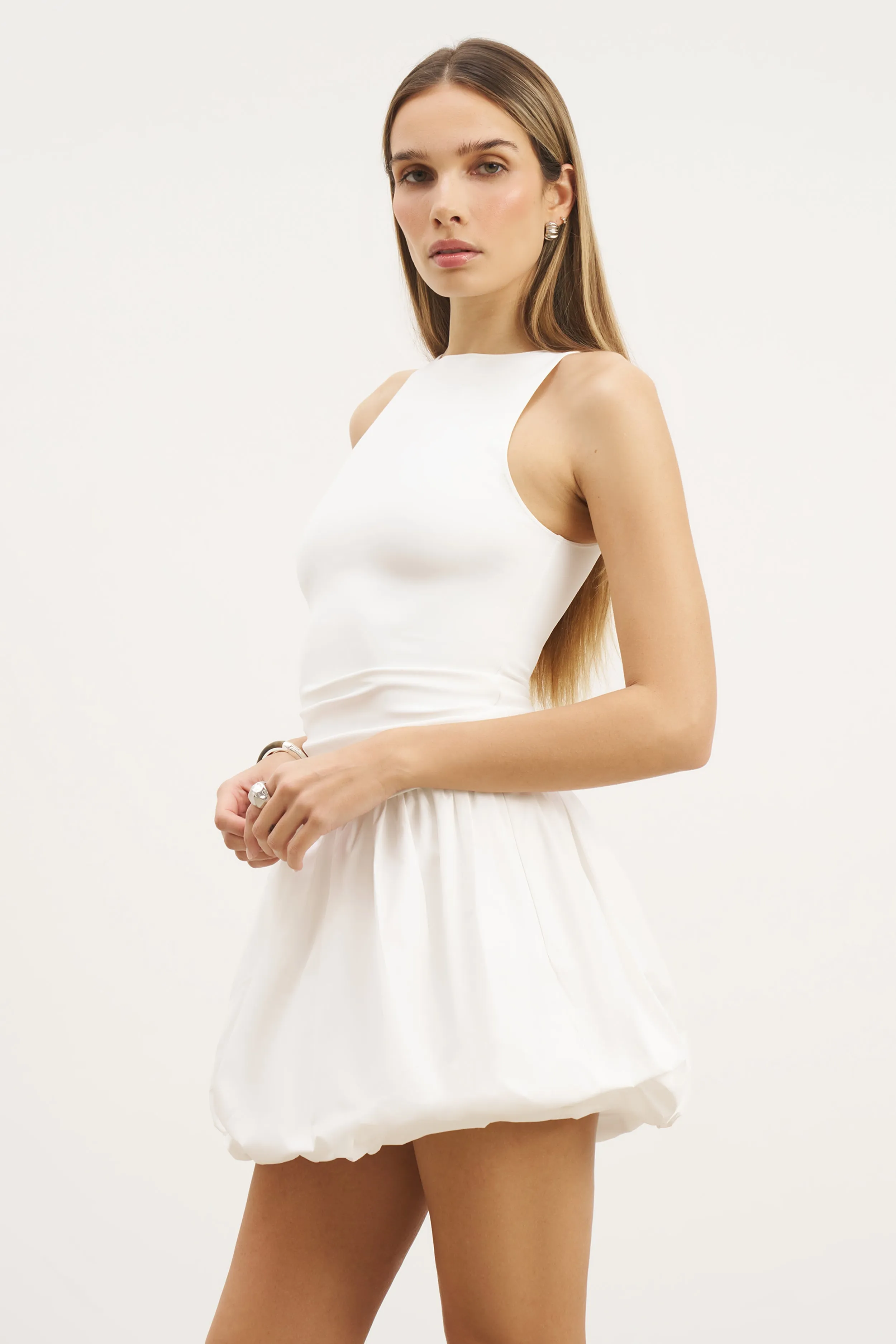 Cotton Puff Ball Mini Skirt - White Natural Mood Blogger Favorite