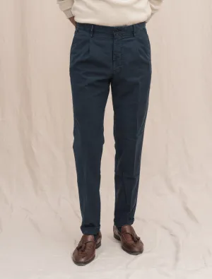 Cotton Twill Tapered Fit Slacks Navy
