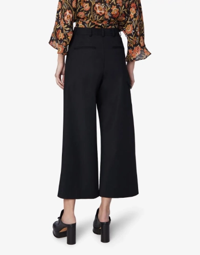Rubberized Hem Cotton Culotte Utility Pocket