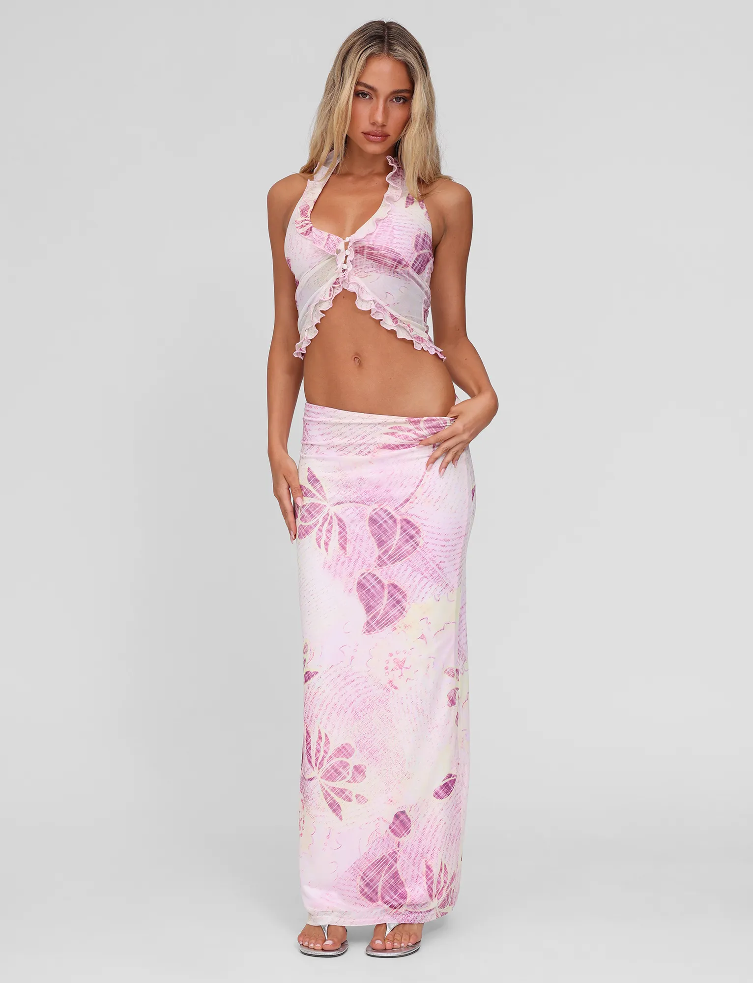 Weekend Outfit Teen Fashion DALILA MIDI SKIRT - GRUNGE FLORAL MAGENTA