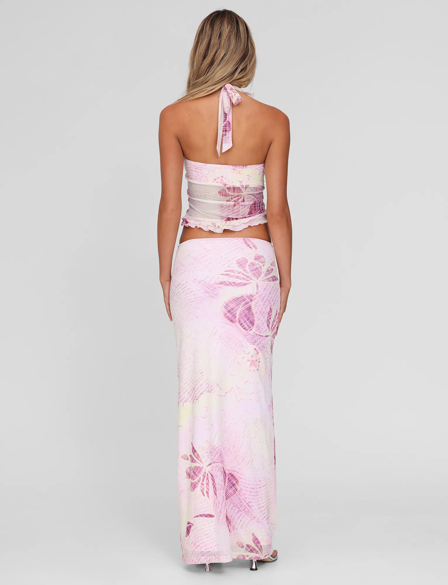 Media Feature DALILA MIDI SKIRT - GRUNGE FLORAL MAGENTA