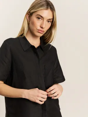 Relaxed Vacation Shirt Black PreShrunkCotton Running Speed