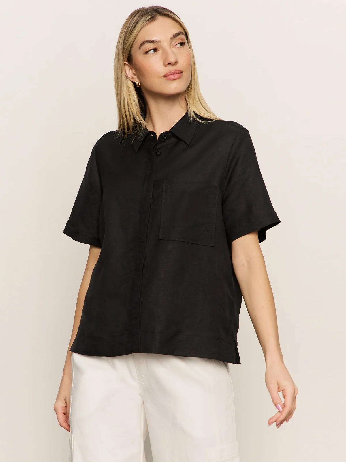 Relaxed Vacation Shirt Black Slim Style Slim Fit Cut