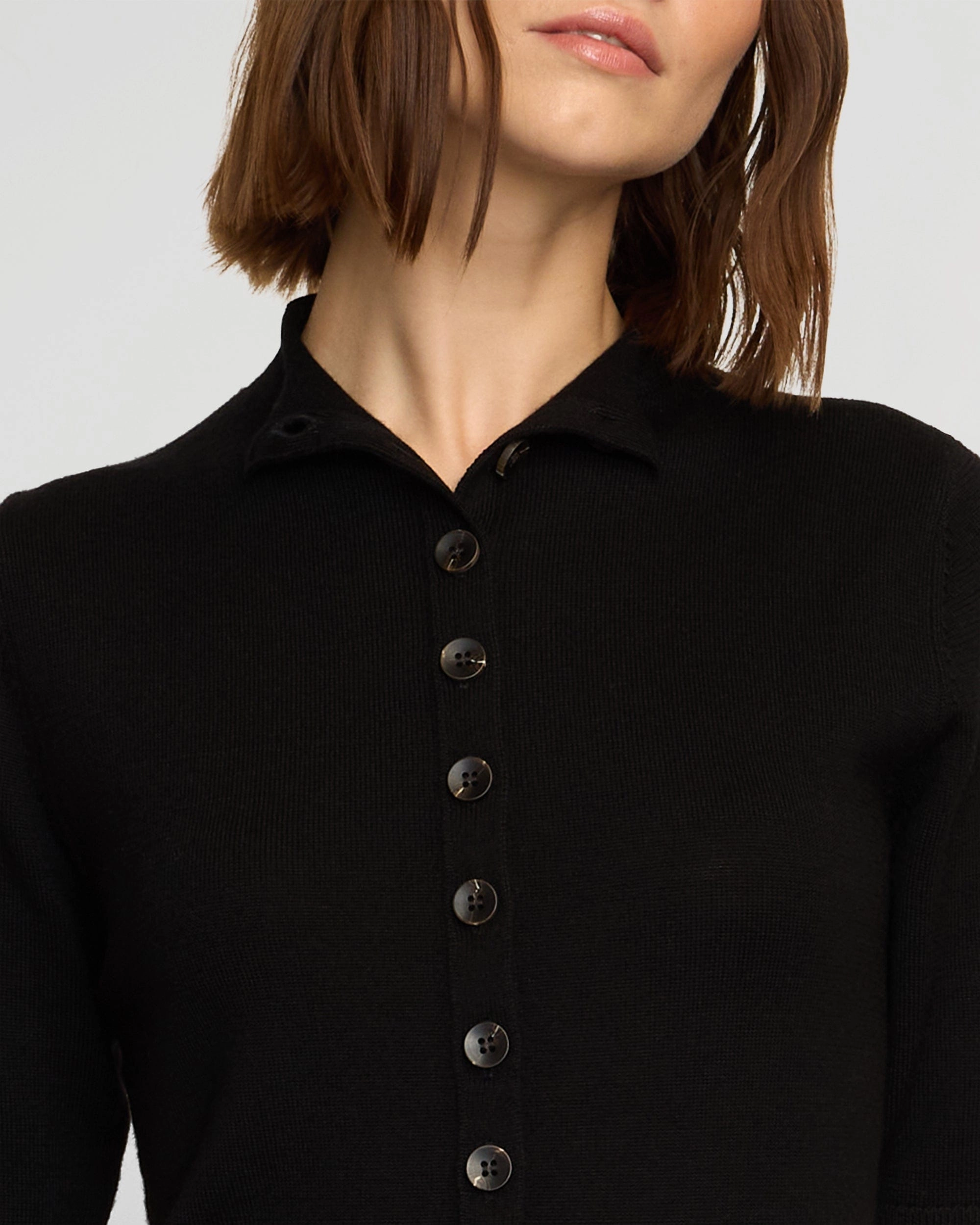 Abrasion Resistant Seams Charlotte Wool Button Short-Sleeve Sweater