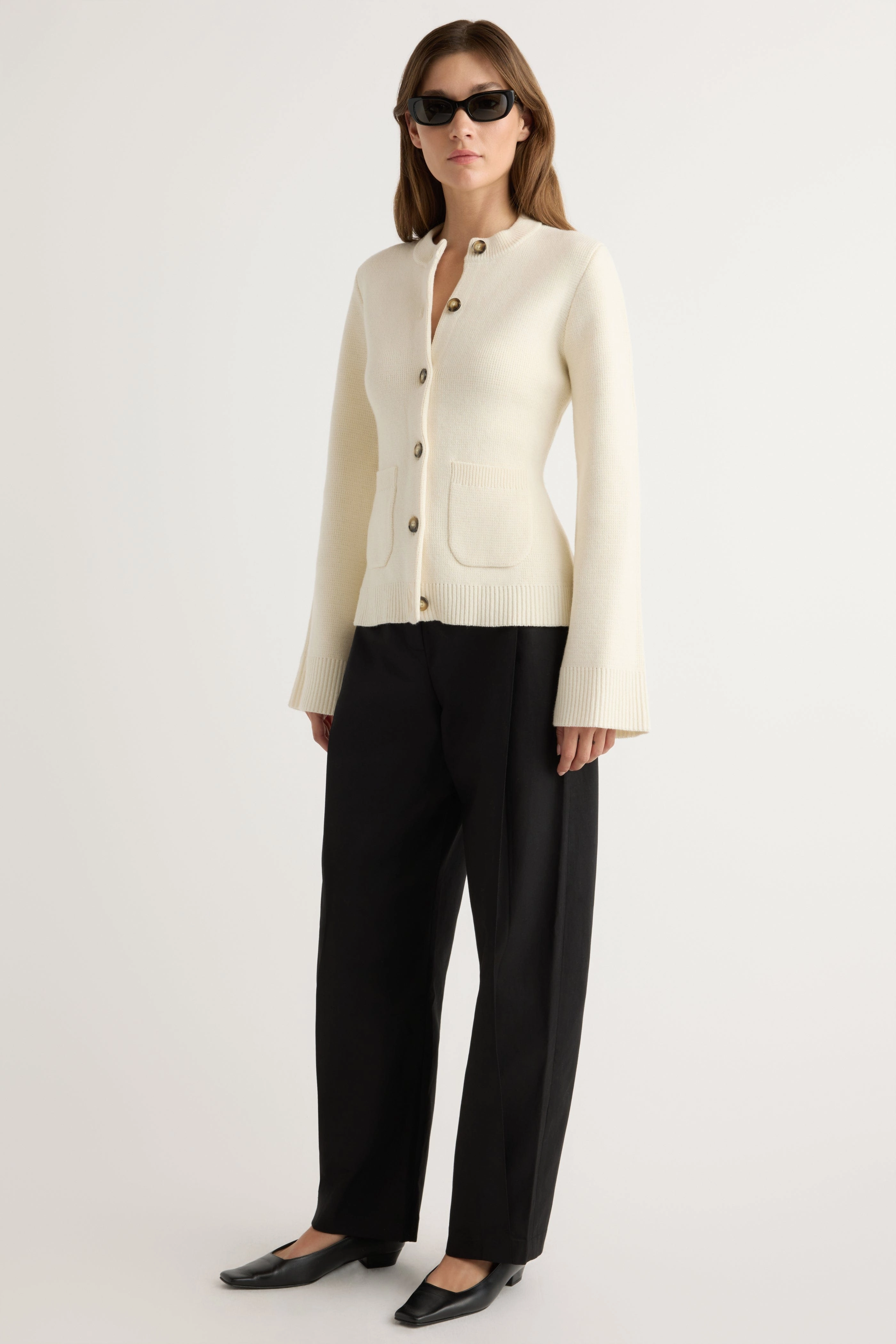 Sleek Waistband Eames Organic Cotton-Wool Cardigan