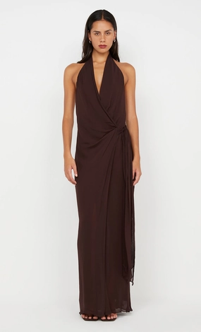 SONEVA WRAP DRESS - DARK CHOCOLATE Lounge Moment