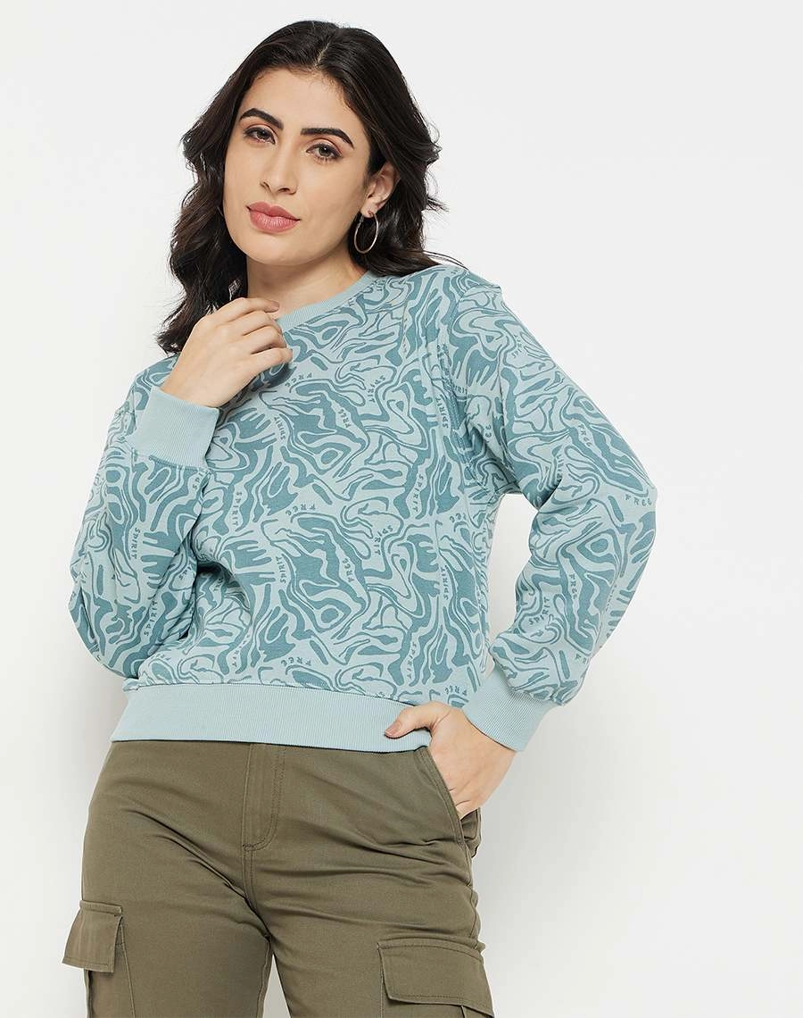 Madame Celeste Round Neck Sweatshirt button detail Street Wear