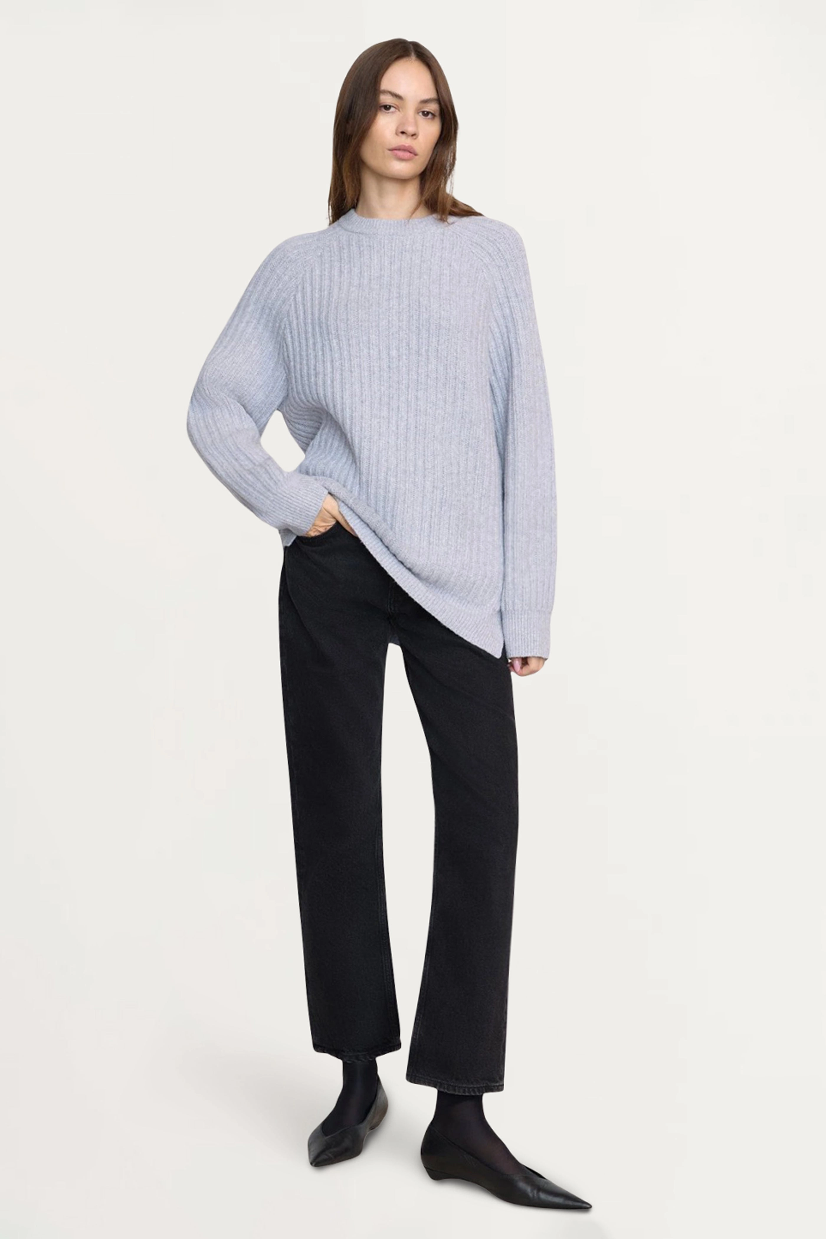 Roylene Ribbed Boyfriend Sweater Hypoallergenic Yarn Construction Comfy Stretch Wear