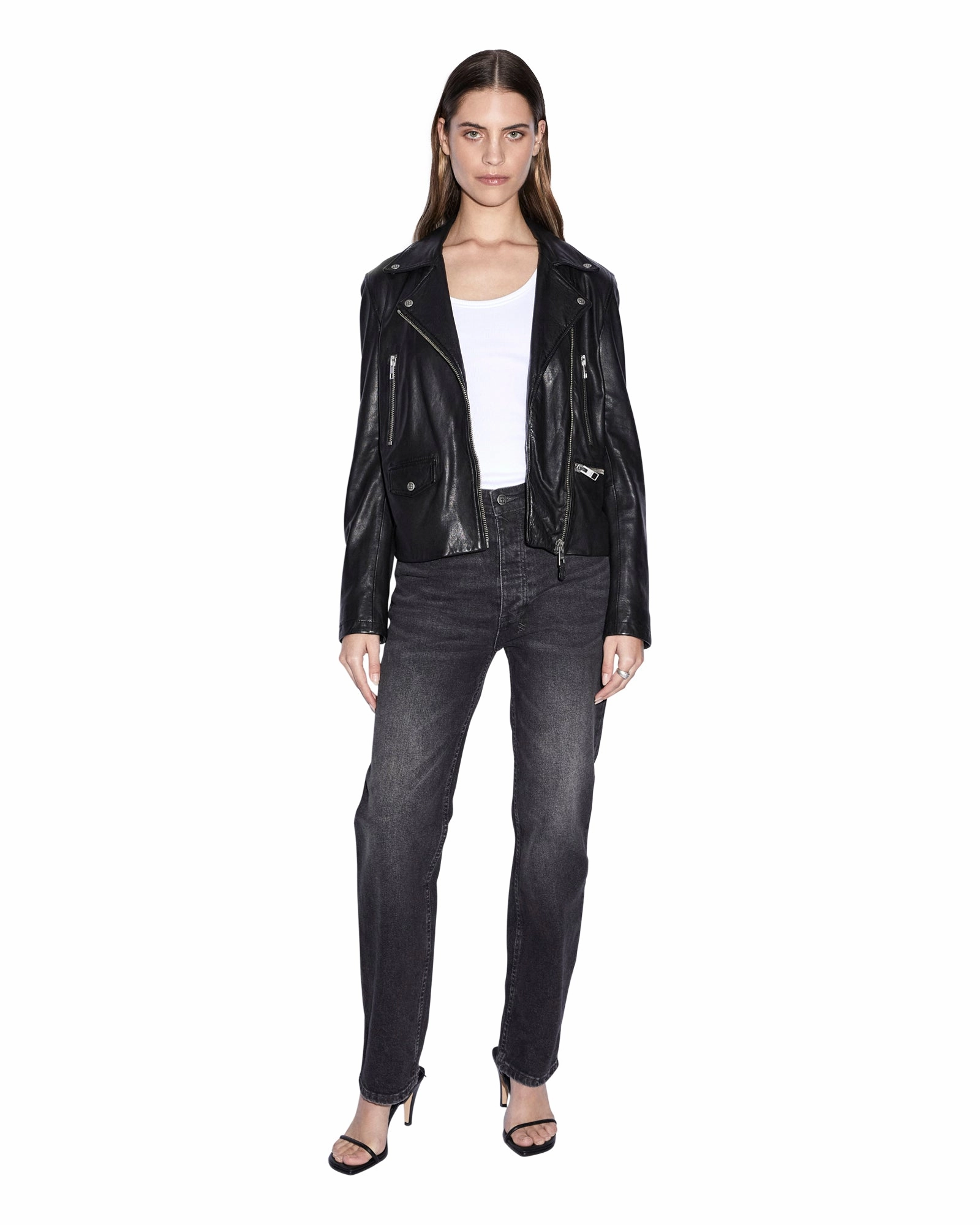 Double Layer Design Compressed Packaging AMPLIFY LEATHER JACKET BLACK