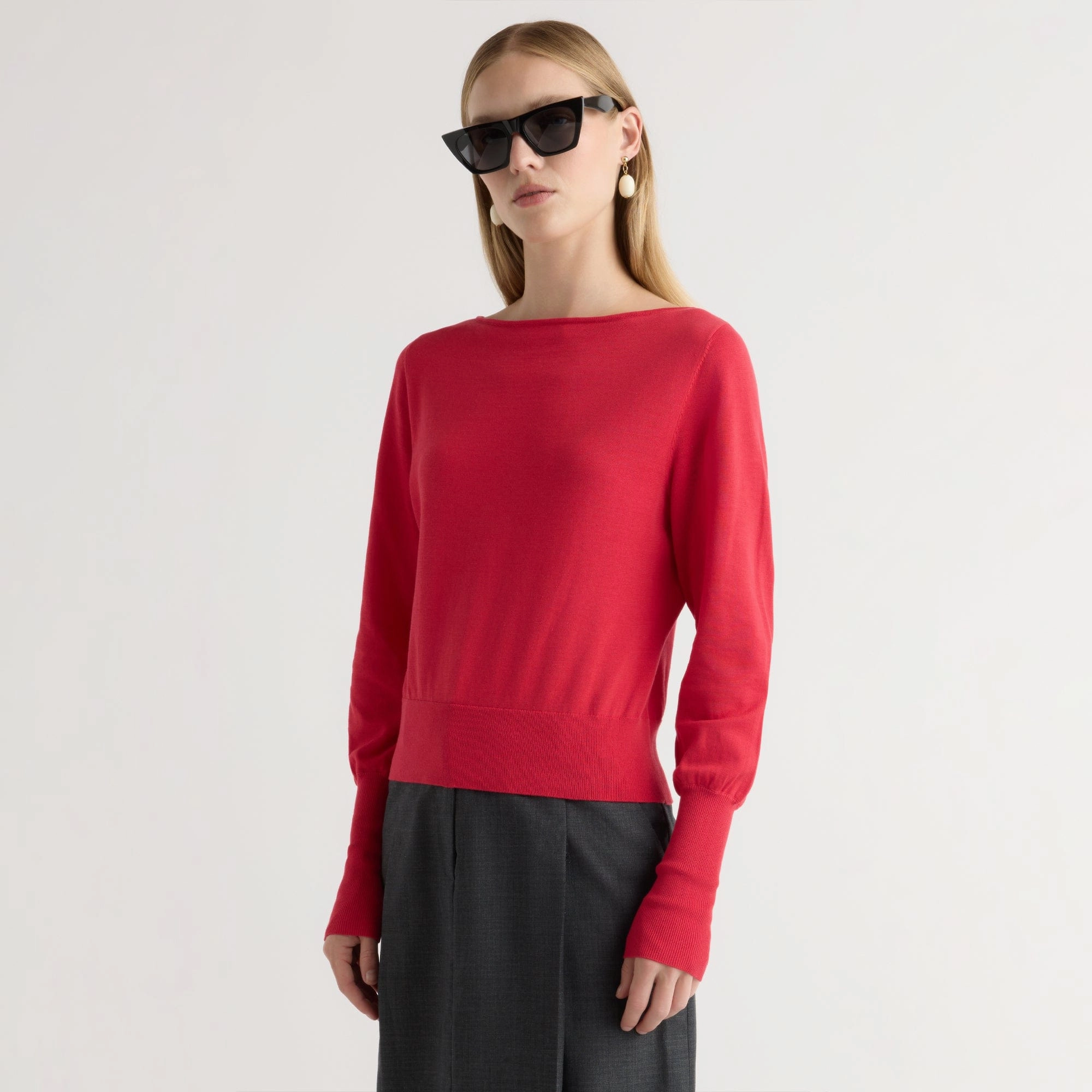 Performance Flex Hanli Cotton-Silk Boat-Neck Sweater