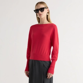 Performance Flex Hanli Cotton-Silk Boat-Neck Sweater