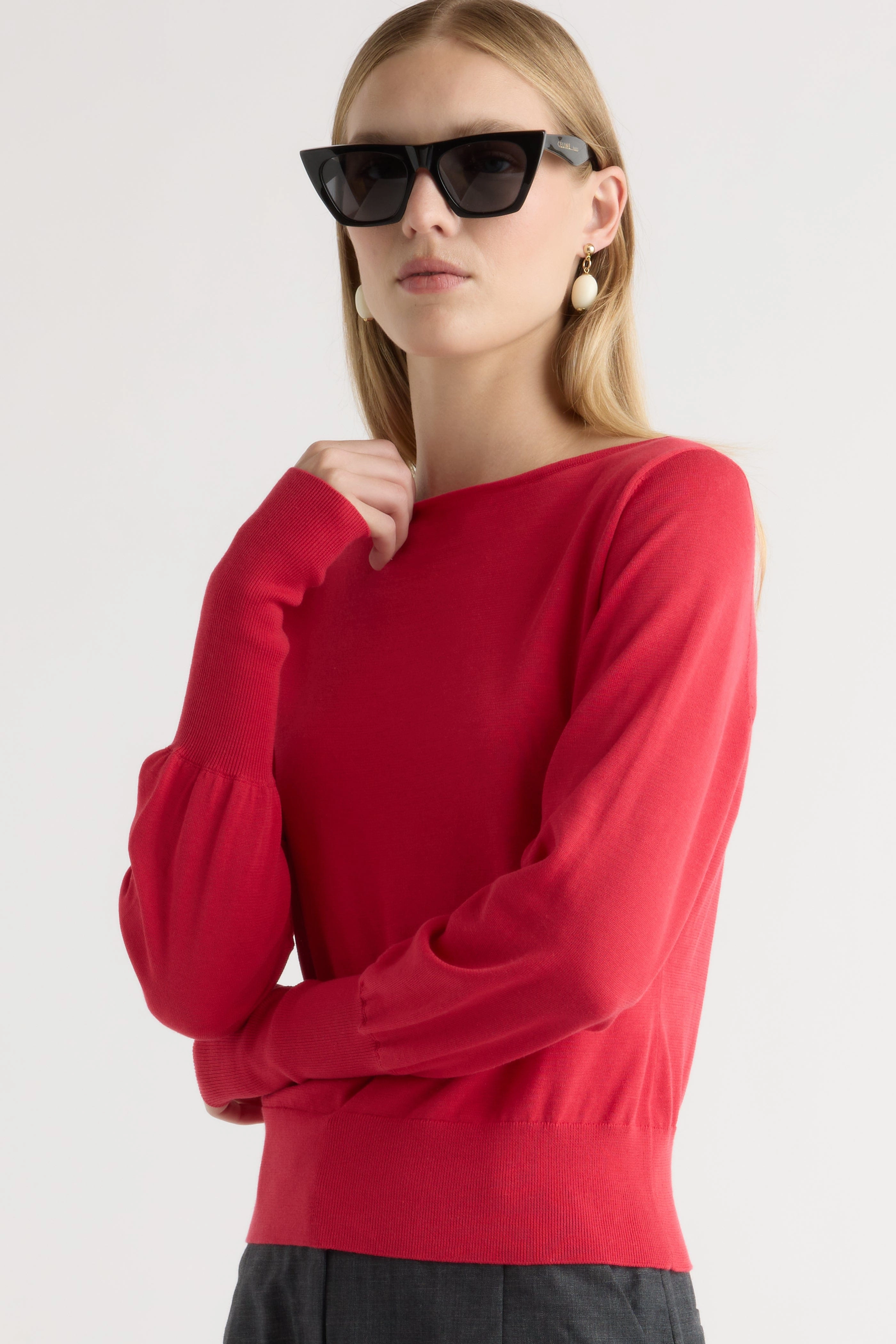 Hanli Cotton-Silk Boat-Neck Sweater Effortless Comfort Fit