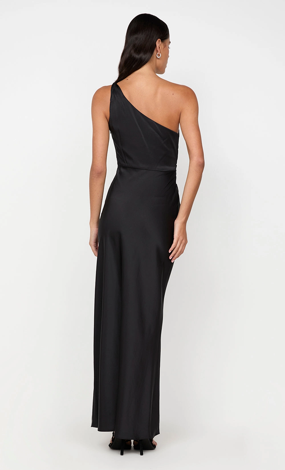 LUNETTA ASYM DRESS - BLACK Satin Glow Vibrant color dress
