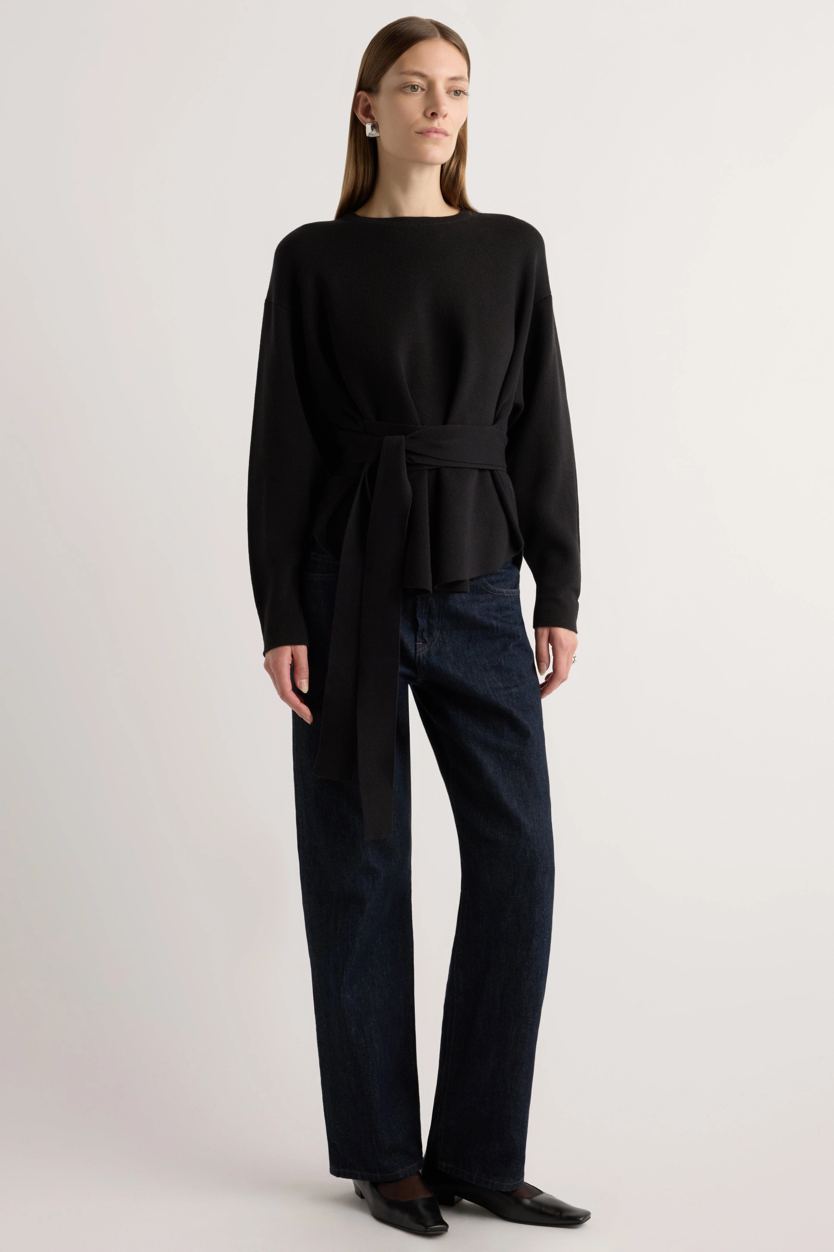 Unisex style Layered Knitwear Nara Tie-Front Knit Sweater