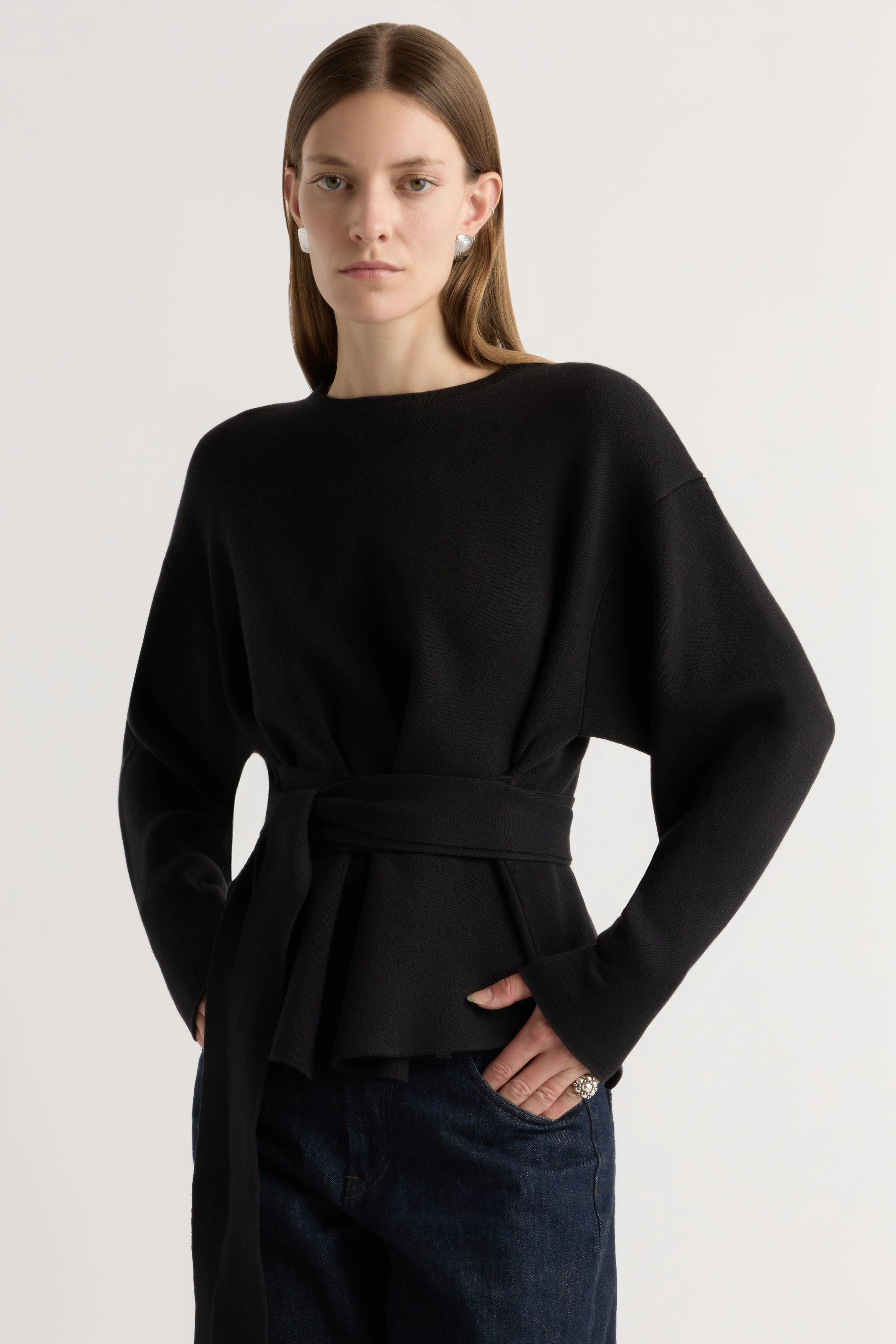 Winter Fashion Nara Tie-Front Knit Sweater