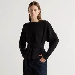 Nara Tie-Front Knit Sweater Light Warmth