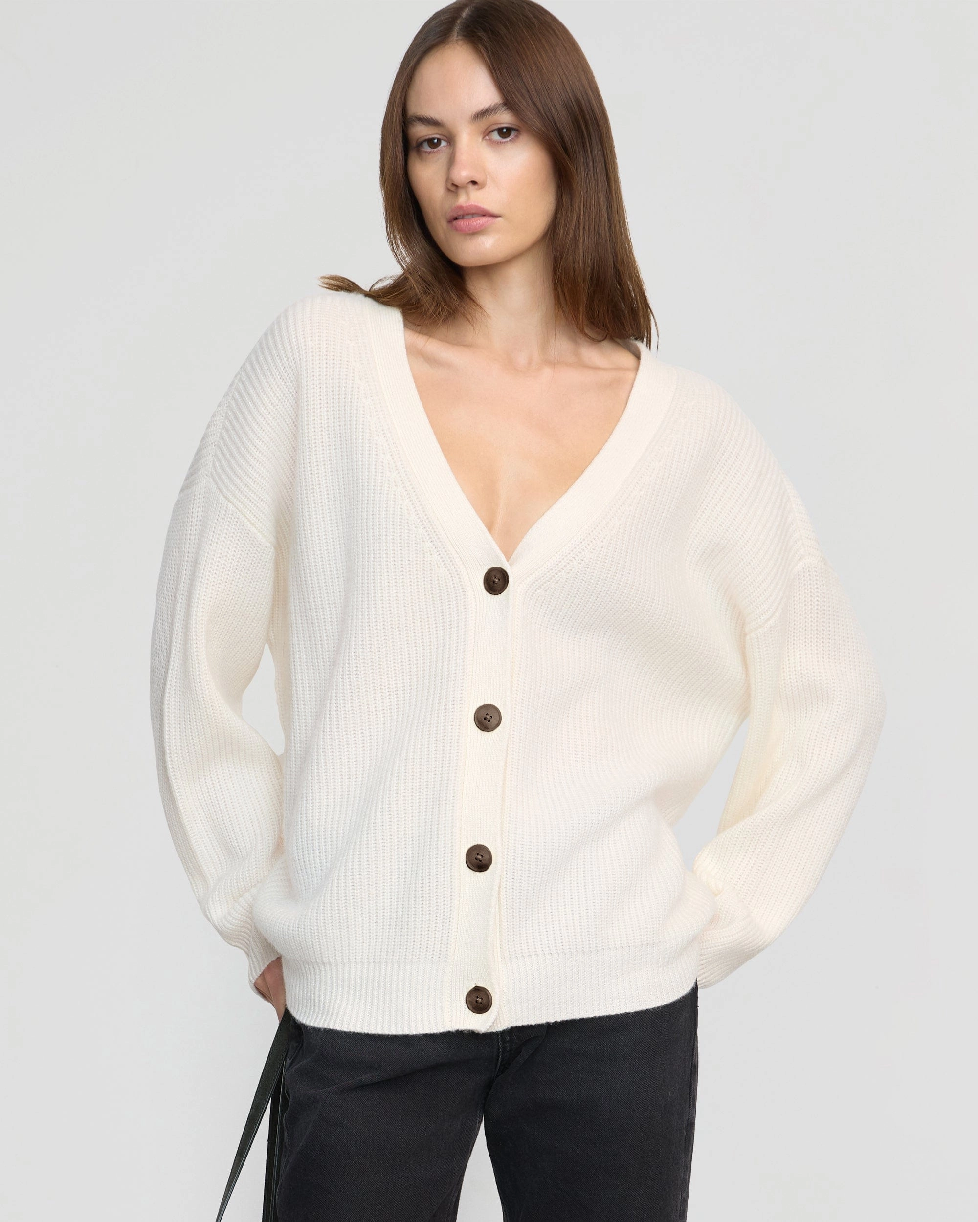 Relaxed Comfort Fit Thermal Lining Ola Oversized Cashmere Cardigan